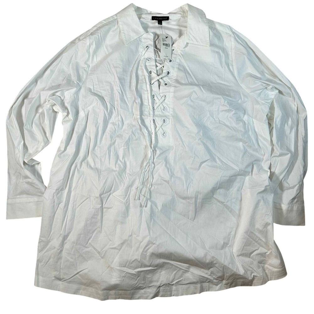 Lane Bryant White Lace Up Grommet Tunic Shirt Plus Size 22/24 NWT